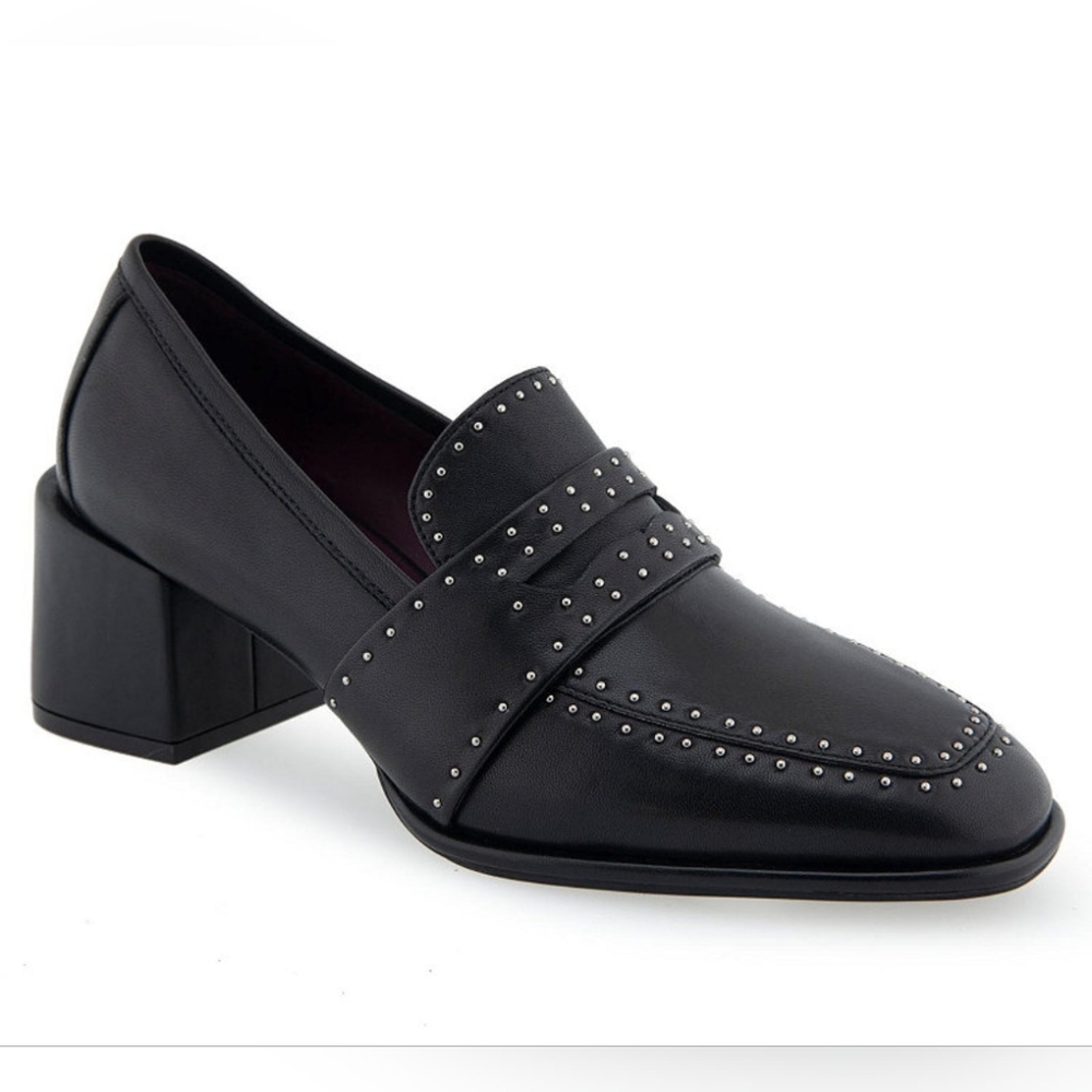 AEROSOLES Black Studded Loafers Size 9.5